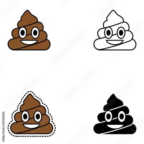 Happy Poop Design Pin Patch Stamp Icon Sticker Emoji Vector