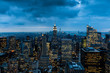 Night Empire State Building view and panorama from Top of The Rock, Rockefeller Center, New York City