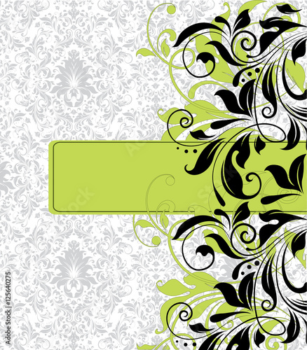 Vintage Invitation Card With Ornate Elegant Abstract Floral Design