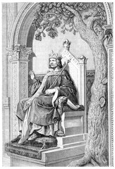 Wall Mural - Saint Louis, statue of William, vintage engraving.