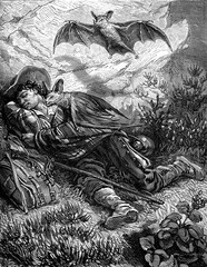 Wall Mural - Vampires. The biggest vampire fell on the shoulder of Morales, v