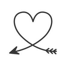 Silhouette Of Heart With Arrow Vector Illustration