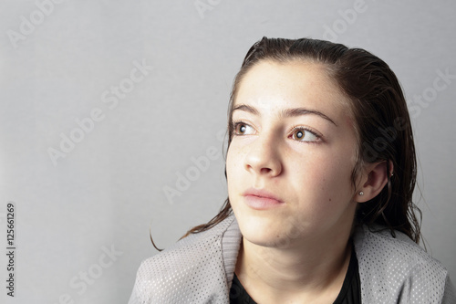 Portrait of girl with light of study.