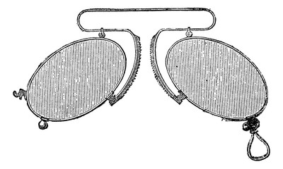 Sticker - Glasses - a nose clip spacing mobile, vintage engraving.