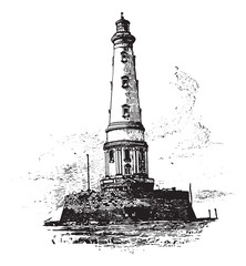 Sticker - Lighthouse of Cordouan, vintage engraving.