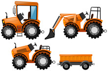 Orange Tractor And Bulldozer