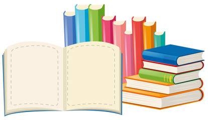 Poster - Many books on white background