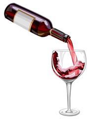 Sticker - Vector of wine being poured in glass.