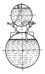 Sticker - Kouznetzoff device, vintage engraving.