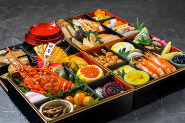 典型的なおせち料理 General Japanese New Year dishes(osechi)