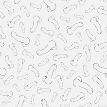 Human Penis Illustration, Seamless Pattern