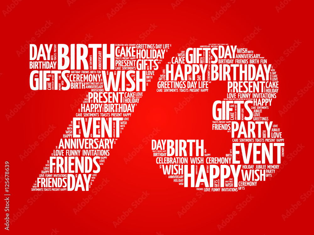 Happy 73rd birthday word cloud collage concept Stock Vector | Adobe Stock