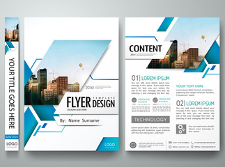 Wall Mural - Brochure design template vector.Blue abstract square cover book portfolio presentation poster.City design on A4 brochure layout. Flyers report business magazine poster layout portfolio template.