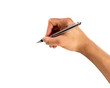 © kaipong - Man hand writing, and holding silver pen, isolated, with clippin