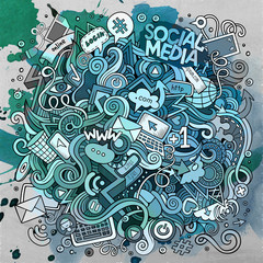 Cartoon cute doodles hand drawn social media illustration.