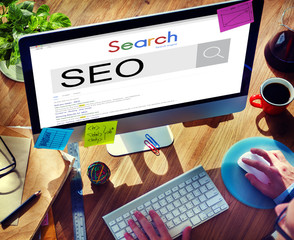 Wall Mural - seo search engine optimization business marketing concept