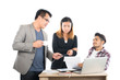 © Johnstocker - Portrait of business partners discussing documents and ideas at