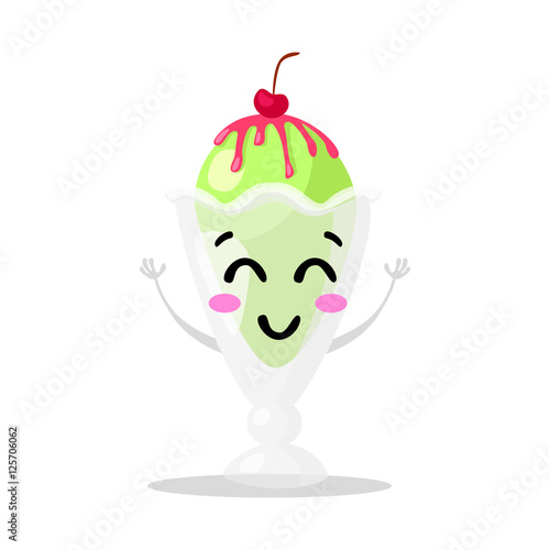 Download Funny cartoon cute ice cream. Kawaii funny muzzle. Vector ...