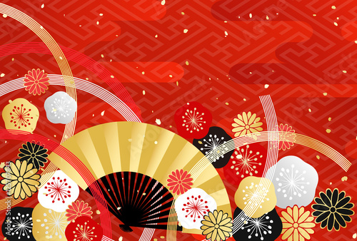 梅 菊 水引 扇 和柄背景 Adobe Stock でこのストックベクターを購入して 類似のベクターをさらに検索 Adobe Stock