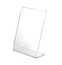 Transparent Acrylic Table Stand Display For Menu Isolated, White Background