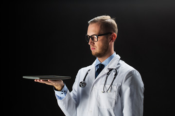 Sticker - doctor with tablet pc and stethoscope