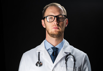 Sticker - close up of doctor in white coat with stethoscope