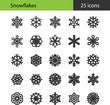 Snowflakes. Set 25 icons