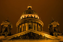 St Isaac Cathedral In Petersburg. Night Photography.