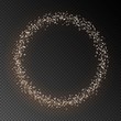 Circle with star, transparent light effect.Vector Backdrop with Abstract Bright Sparkling Golden Ring on Dark Background. Sparckle frame for your design.