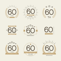 Wall Mural - Sixty years anniversary celebration logotype. 60th anniversary logo set.