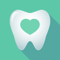 Wall Mural - Long shadow tooth icon with a heart