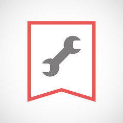 Sticker - Isolated line art ribbon icon with a wrench