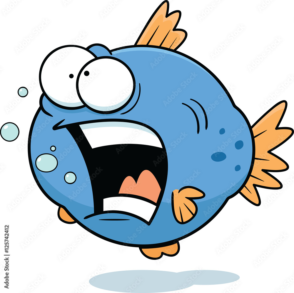 Cartoon Funny Fish Stock Illustration | Adobe Stock, image size:1000x996