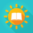 Long shadow bright sun icon with a book
