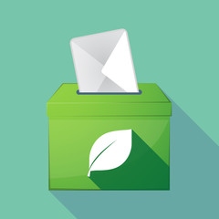 Wall Mural - Long shadow coloured ballot box icon with a leaf