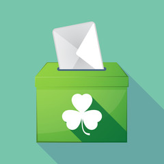 Wall Mural - Long shadow coloured ballot box icon with a clover