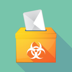 Wall Mural - Long shadow coloured ballot box icon with a biohazard sign