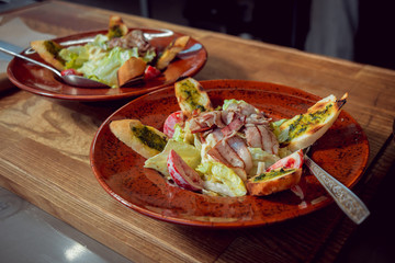 Wall Mural - salad with meat and vegetables