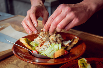 Wall Mural - salad with meat and vegetables