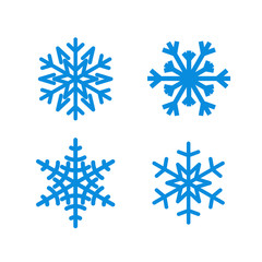 Wall Mural - snowflake icons set. blue silhouette snowflakes signs, isolated on white background. flat design. sy