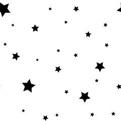 Wall Mural - star seamless pattern. black and white retro background. chaotic elements. abstract geometric shape 
