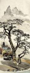 Chinese landscape with a tree