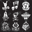 Heavy Metal rock badges vector set.