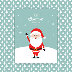 Wall Mural - santa claus card wave happy tree pattern background
