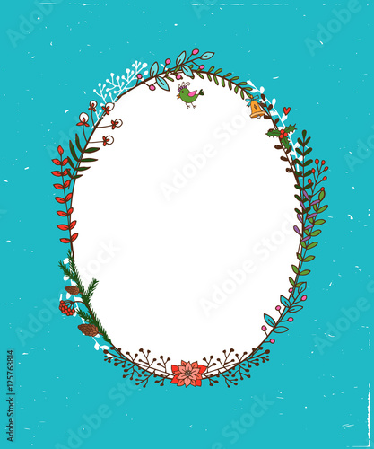 Floral Frame for Happy New Year greeting card Stock Vector | Adobe Stock