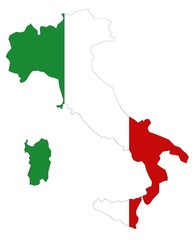 Map of Italy with flag