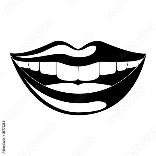 silhouette of Mouth smiling cartoon icon. Female sexy and lips theme