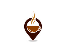 Coffee Pin Point Logo Design Template