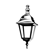Decorative Vintage Street Lamp Isolated On White. Retro Light.