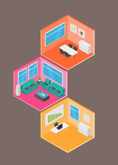 Poster - Isometric Office vector illustration